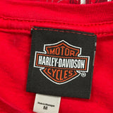 Harley Davidson Graphic T-Shirt - Medium Red Cotton