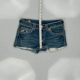 True Religion Mini Denim Shorts - 28W US 0 Blue Cotton