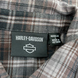 Harley Davidson Checked Short Sleeve Shirt - Large Brown Cotton
