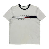 Tommy Hilfiger Striped T-Shirt - Medium White Cotton