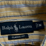 Ralph Lauren Striped Short Sleeve Shirt - Medium Yellow Cotton