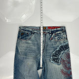 Akademiks Graphic Jeans - 36W 32L Light Wash Cotton