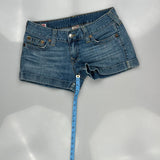 True Religion Mini Denim Shorts - 33W US 6 Blue Denim