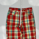 Southpole Checked Shorts - 36W 14L Red Polyester Blend