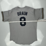 Brewers Majestic Jersey - Large Gray Polyester