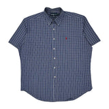 Ralph Lauren Checked Short Sleeve Shirt - XL Blue Cotton
