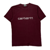 Carhartt Spellout T-Shirt - Small Burgundy Cotton