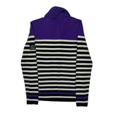 Ralph Lauren Striped 1/4 Zip - Small Purple Cotton