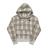 Reverse Weave Champion Checked Hoodie - Medium Brown Cotton Blend