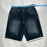 Unbranded Contrast Stitch Denim Shorts - 33W 12L Dark Wash Cotton