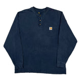 Carhartt Long Sleeve T-Shirt - Large Blue Cotton