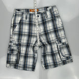 Lee Checked Cargo Shorts - 32W 11L Blue Cotton