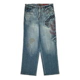 Akademiks Graphic Jeans - 36W 32L Light Wash Cotton