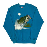 Fish Jumping Out Of Water Jerzees Graphic Sweatshirt - Large Blue Cotton