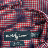 Blake Ralph Lauren Checked Short Sleeve Shirt - XL Burgundy Cotton