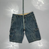 Aeropostale Cargo Shorts - 33W 11L Blue Cotton Blend