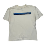 Adidas Striped T-Shirt - Large White Cotton