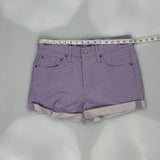 Levis Denim Shorts - 32W UK 12 Purple Cotton