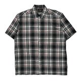 Dickies Checked Short Sleeve Shirt - Large Black Cotton Blend