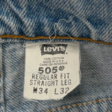 505 Levis Jeans - 34W 32L Light Wash Cotton