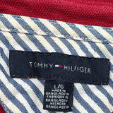 Tommy Hilfiger Striped Polo Shirt - Large Red Cotton