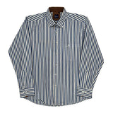 Fred Perry Striped Shirt - Large Blue Cotton