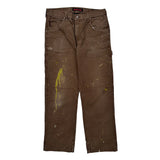 Tough Duck Double Knee Carpenter Trousers - 34W 32L Brown Cotton