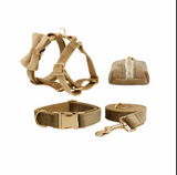 Anypet Custom Velvet Dog Collar Leash Set – Khaki Stylish Pet Accessory