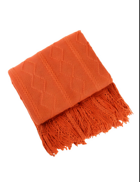 Anycozy Orange Faux Cashmere Throw Blanket – Diamond Knit Sofa Cover & Home Decor Accent