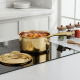 Anygleam Gold 304 Stainless Steel Saucepan – Small Milk & Soup Pot with Lid, Long Handle, Thickened Base, Induction Compatible Dormitory Cookware
