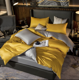 Anycozy Duvet Comforter Set Queen Yellow/ Light Grey Egyptian Cotton Thick Blanket Bedspread 4 Pcs Bed Set