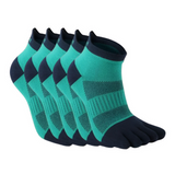 Anyfootwear 5 Pairs One Size 36-42 Blue Men's Socks Cotton Breathable Sports Sweat Absorption Five-toe Anti-friction Back Short Tube