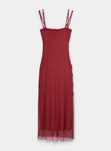 ARABELLA BURGUNDY RUFFLED DRESS