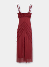ARABELLA BURGUNDY RUFFLED DRESS