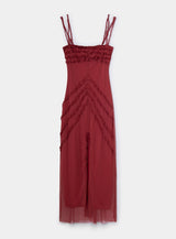 ARABELLA BURGUNDY RUFFLED DRESS