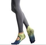 Anyfootwear 1 Pair One Size 35-40 Yellow Blue Gradient Yoga Socks Non-Slip Five Finger Socks Professional Pilates Split Toe Grip Socks For Women