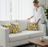 Anypillow White With Yellow Boho Floral Embroidered Pillowcase Decorative Cushion Cover