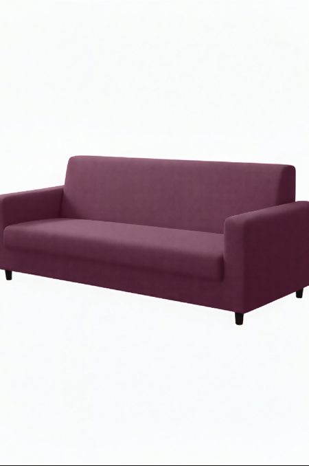 Anyhouz 3 Seater Sofa Cover Plain Bean Paste Red Style and Protection For Living Room Sofa Chair Elastic Stretchable Slipcover
