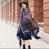 Anyyou 100% Merino Wool Blue Opus Zentangle Silk Satin Large Winter Scarf Pashmina Shawl Bandana Perfect For Women Ladies Fashion Style