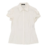 Versace Short Sleeve Shirt - Large White Cotton Blend