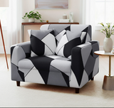 Anyseat 1-Seater Sofa Cover – Black White Geometric Style Slipcover for Living Room Chair Protection