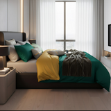 Anycozy Full Duvet Comforter Set – Deep Green & Yellow Egyptian Cotton, Thick Blanket Bedspread, 4‑Piece Bedding Collection