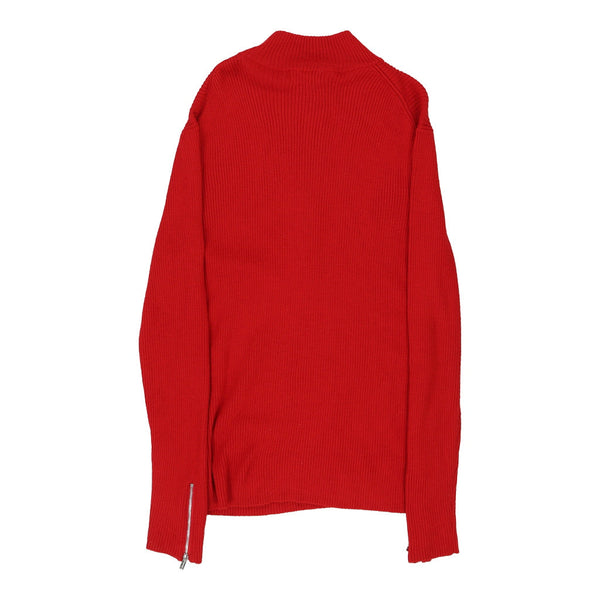 Calvin Klein Tall 1/4 Zip - Large Red Cotton Blend