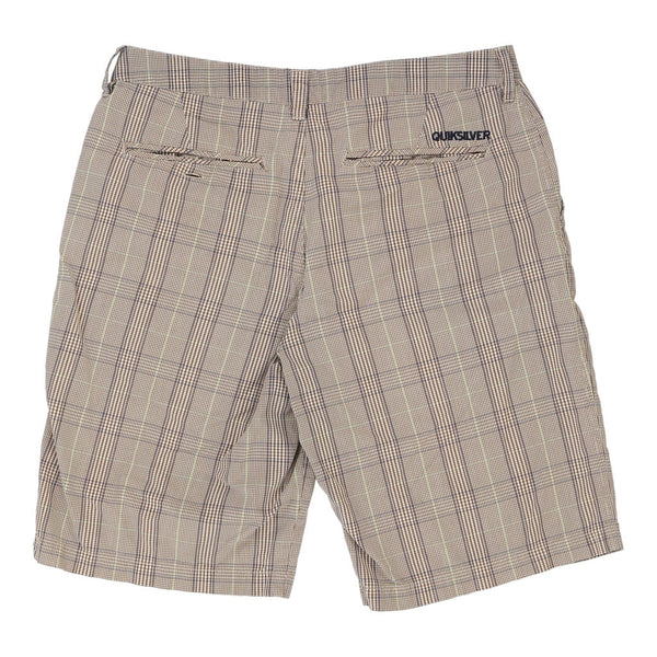 Quiksilver Checked Shorts - 33W 10L Brown Cotton