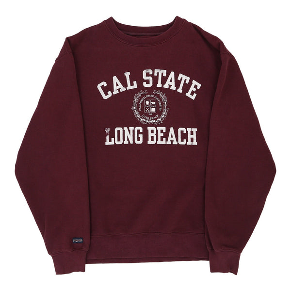 Cal State Jansport College Sweatshirt - Medium Burgundy Cotton Blend