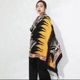 Anyyou 100% Merino Wool Yellow Buildings Silk Satin Large Winter Scarf Pashmina Shawl Bandana Perfect For Women Ladies Fashion Style
