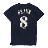 Milwaukee Brewers Majestic MLB T-Shirt - Small Navy Cotton