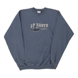 Up North Michigan Clique Graphic Sweatshirt - Large Blue Cotton Blend