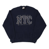 NYC Jerzees College Sweatshirt - Large Navy Cotton Blend