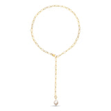 A pearl necklace not like all the rest. The Alba Tie Gold Chain Necklace features an elegant 'anywhere' clasp there's no limit to how you can wear this piece including back to front.